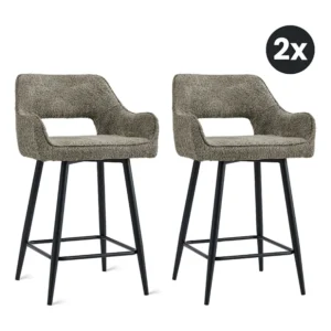 2x Barkruk Ray - Stof Taupe (Set van 2)