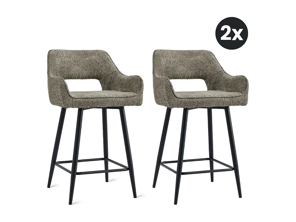2x Barkruk Ray - Stof Taupe (Set van 2)
