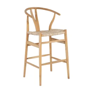 Barkruk teak en stro - Naturel - POGIANA