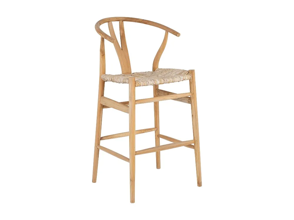 Barkruk teak en stro - Naturel - POGIANA