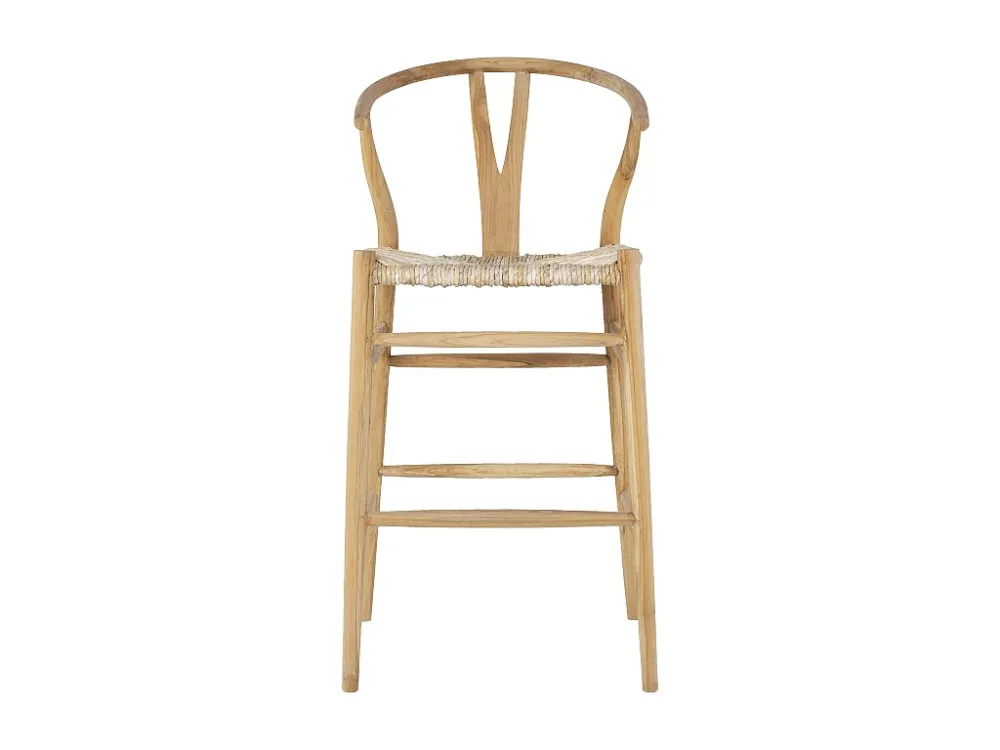 Barkruk teak en stro - Naturel - POGIANA