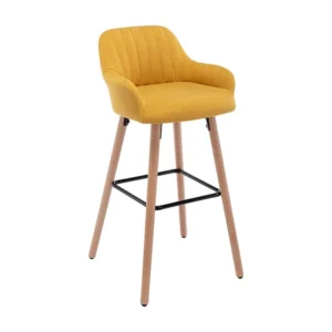 Barkruk van stof met beukenhouten poten - Geel - ELEANA - Koop nu goedkoop online