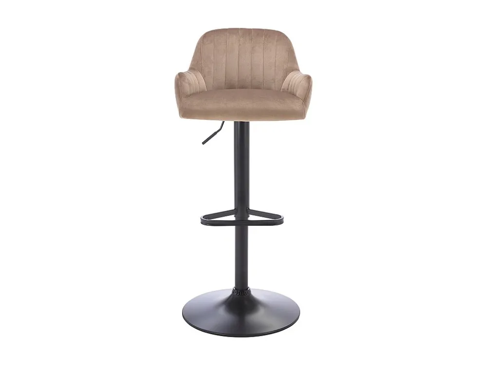 Barkruk van velours en zwart metaal - Verstelbare hoogte - Beige - ELEANA
