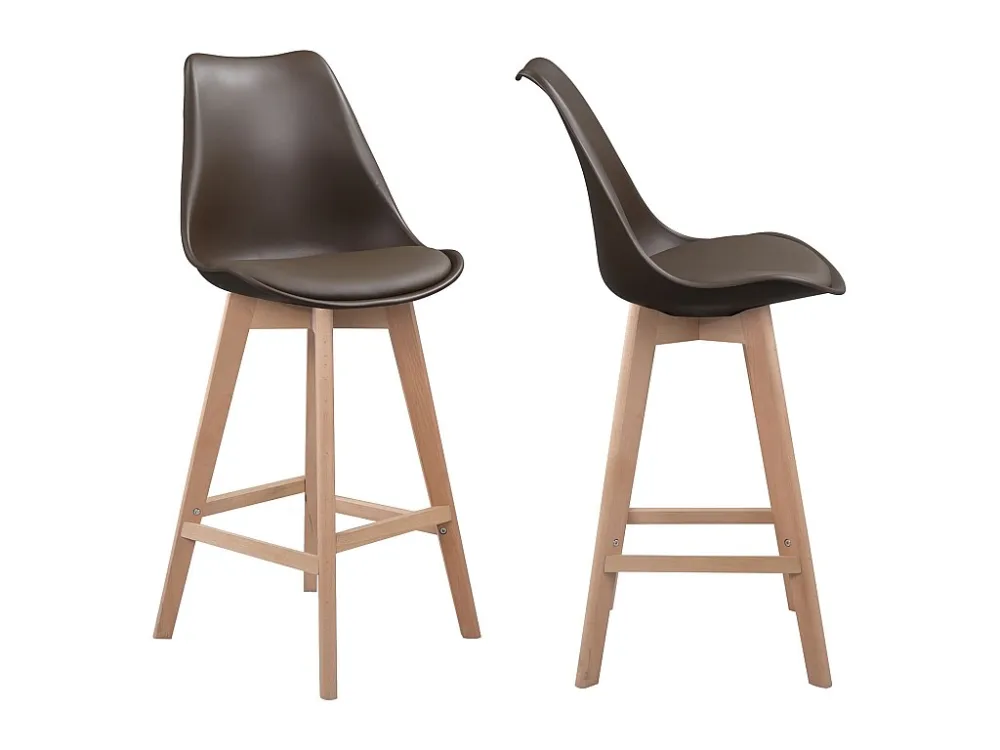 Set van 2 SVEN Scandinavische krukjes bruin met kussen Happy Garden