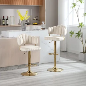 Lot de 2 tabourets de bar pivotants, chaises réglables en hauteur avec repose-pieds pour cuisine, salle à manger, 48x44.5x...