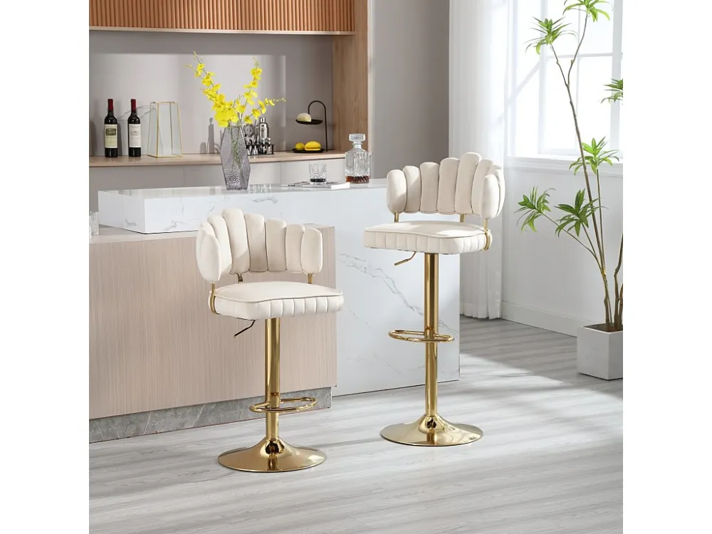 Lot de 2 tabourets de bar pivotants, chaises réglables en hauteur avec repose-pieds pour cuisine, salle à manger, 48x44.5x...