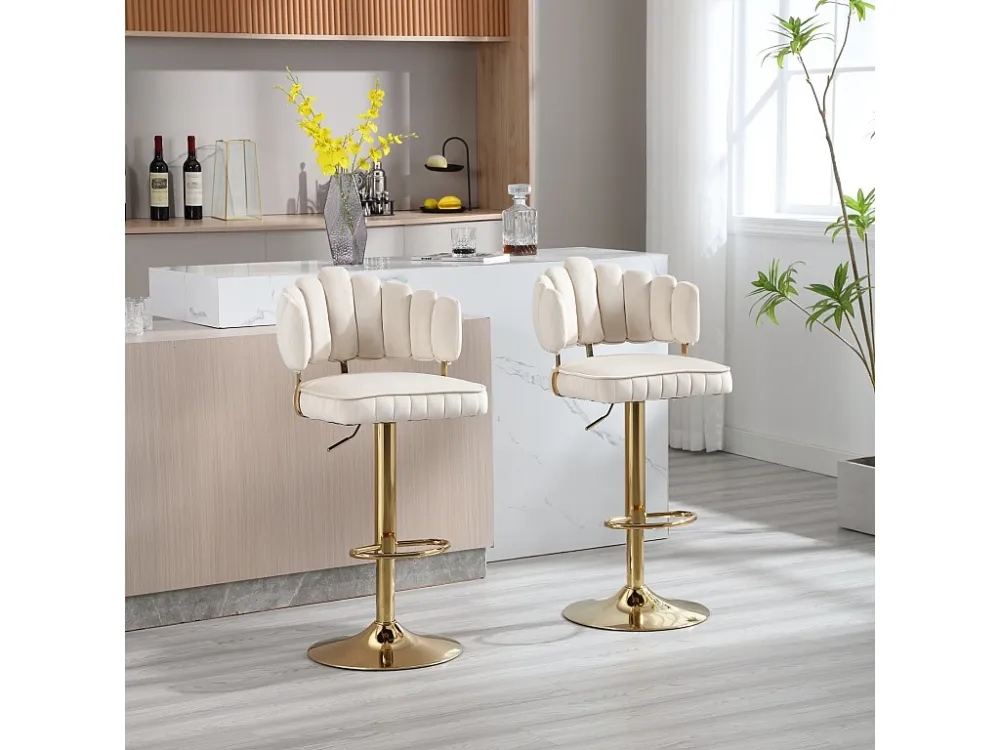 Lot de 2 tabourets de bar pivotants, chaises réglables en hauteur avec repose-pieds pour cuisine, salle à manger, 48x44.5x...