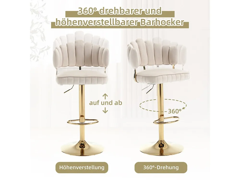 Lot de 2 tabourets de bar pivotants, chaises réglables en hauteur avec repose-pieds pour cuisine, salle à manger, 48x44.5x...