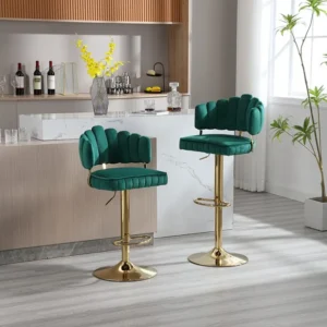 Lot de 2 tabourets de bar pivotants, chaises réglables en hauteur avec repose-pieds pour cuisine, salle à manger, 48x44.5x...