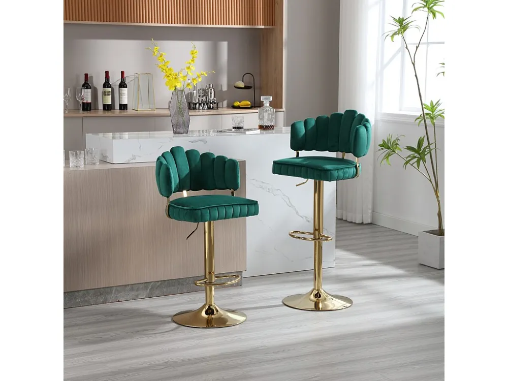 Lot de 2 tabourets de bar pivotants, chaises réglables en hauteur avec repose-pieds pour cuisine, salle à manger, 48x44.5x...