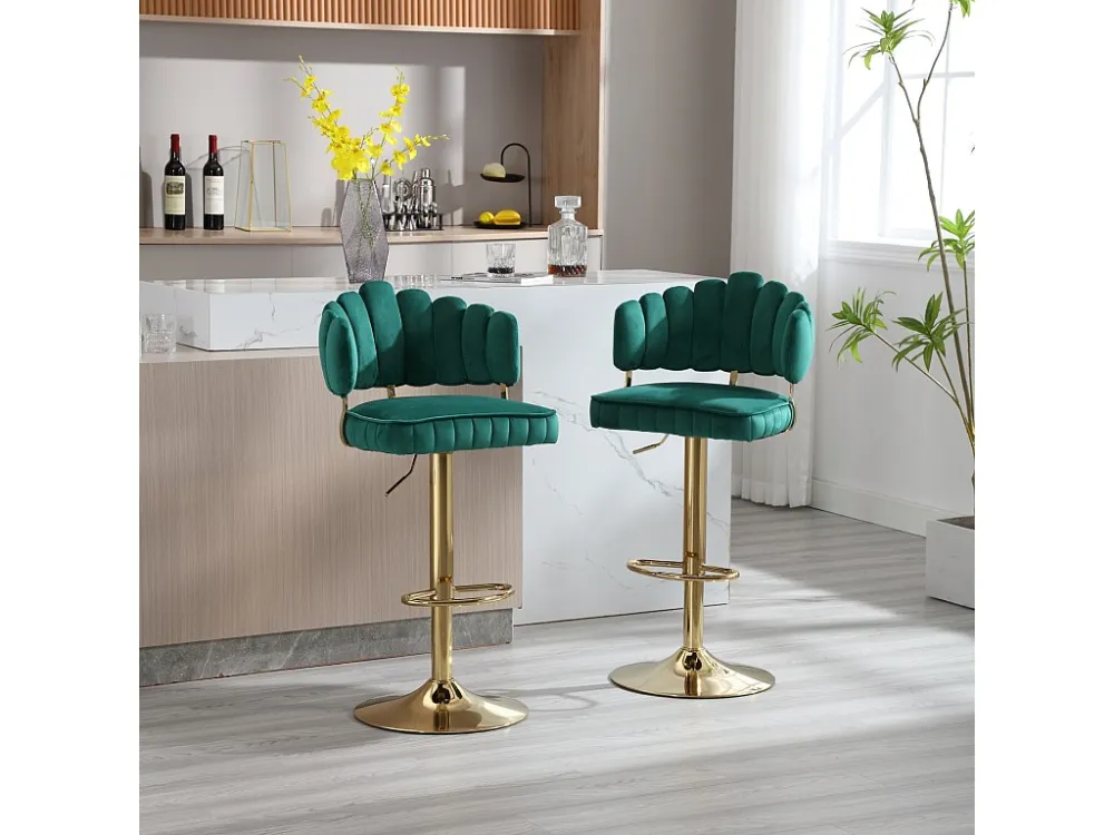 Lot de 2 tabourets de bar pivotants, chaises réglables en hauteur avec repose-pieds pour cuisine, salle à manger, 48x44.5x...