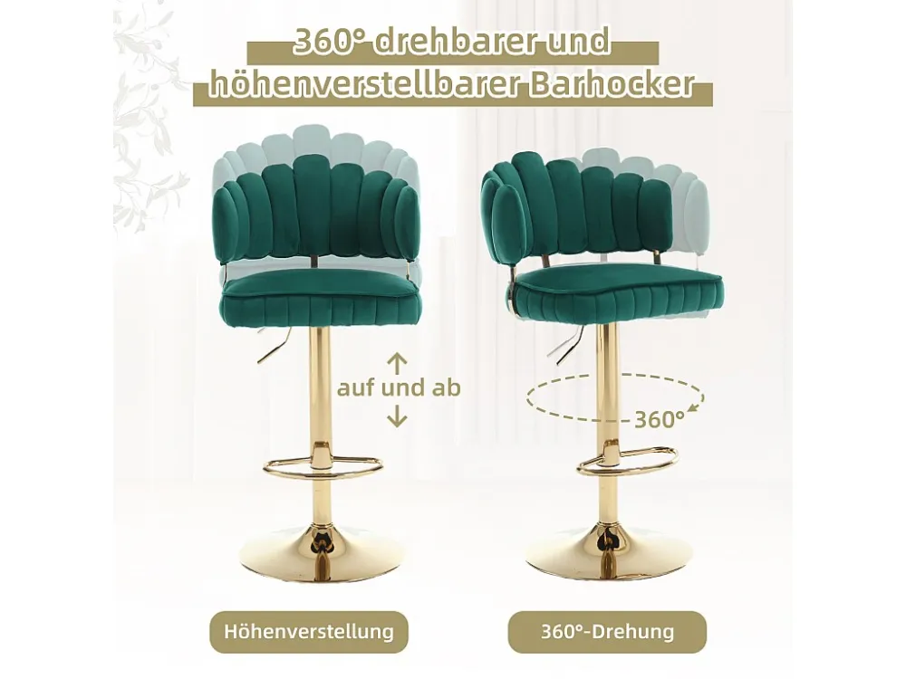 Lot de 2 tabourets de bar pivotants, chaises réglables en hauteur avec repose-pieds pour cuisine, salle à manger, 48x44.5x...