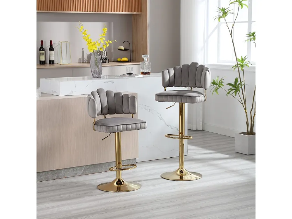 Lot de 2 tabourets de bar pivotants, chaises réglables en hauteur avec repose-pieds pour cuisine, salle à manger, 48x44.5x...