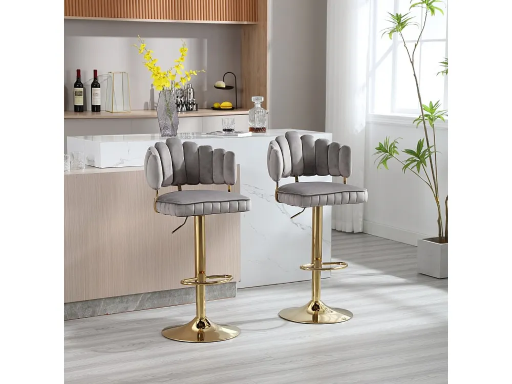 Lot de 2 tabourets de bar pivotants, chaises réglables en hauteur avec repose-pieds pour cuisine, salle à manger, 48x44.5x...