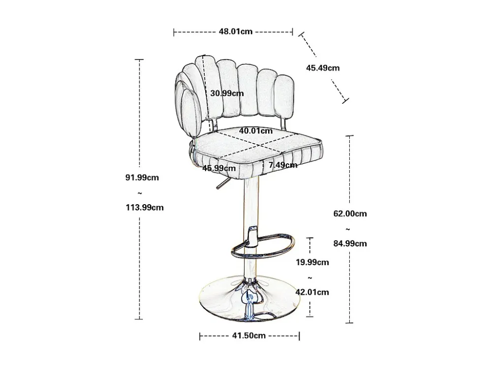 Lot de 2 tabourets de bar pivotants, chaises réglables en hauteur avec repose-pieds pour cuisine, salle à manger, 48x44.5x...