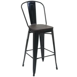 Barkruk MCW-A73 incl. houten zitting, zwart