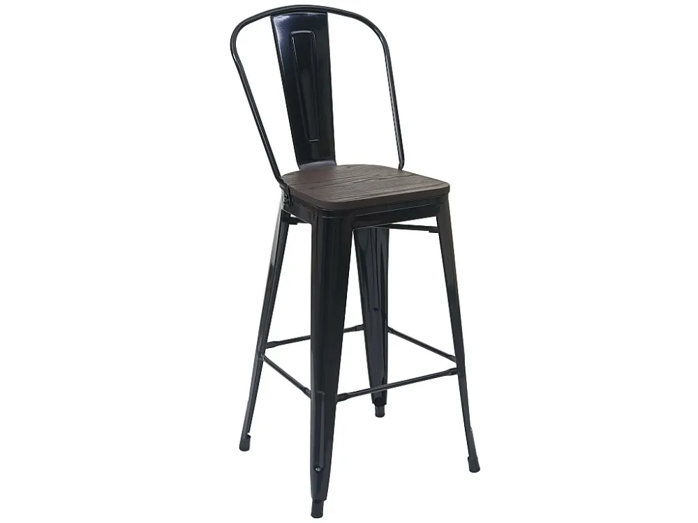 Barkruk MCW-A73 incl. houten zitting, zwart