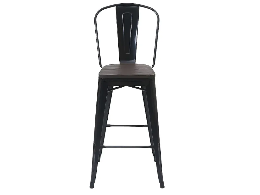 Barkruk MCW-A73 incl. houten zitting, zwart