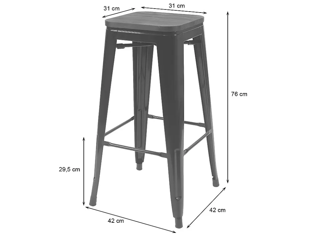 Barkruk MCW-A73 Metaal stapelbaar, grijs
