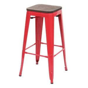 Barkruk MCW-A73 Metaal stapelbaar, rood