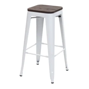 Barkruk MCW-A73 Metaal stapelbaar, wit