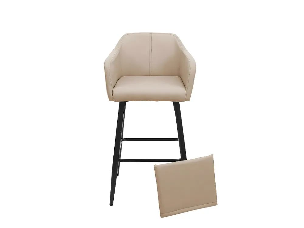 Barkruk MCW-H93, kunstleer taupe-beige