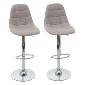 MCW-A67 barkruk (set van 2), creme-grijs, textiel