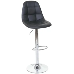 MCW-A67 barkruk, zwart kunstleer, voet chroom