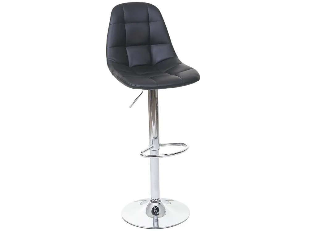 MCW-A67 barkruk, zwart kunstleer, voet chroom
