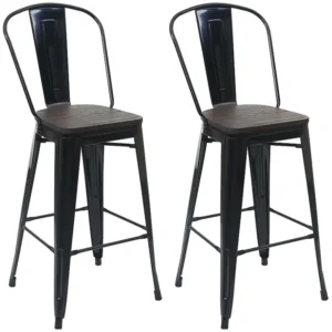 MCW-A73 metalen barkruk (set van 2), zwart