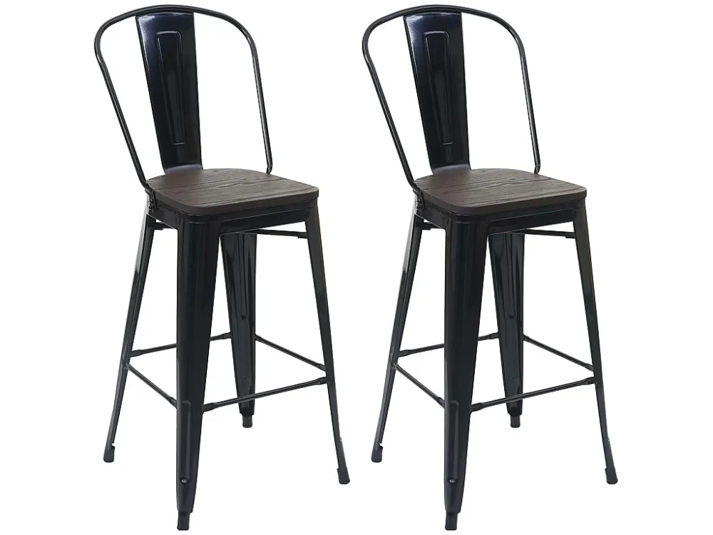 MCW-A73 metalen barkruk (set van 2), zwart