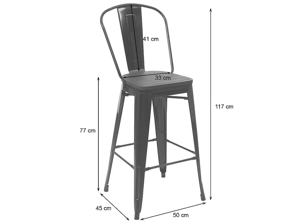 MCW-A73 metalen barkruk (set van 2), zwart