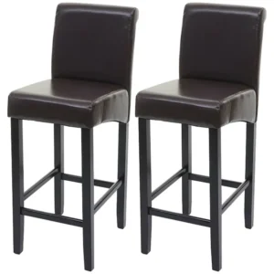 MCW-C33 barkruk (set van 2), bruin, donkere poten, leer