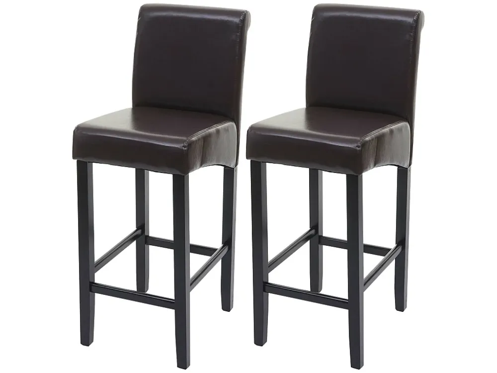 MCW-C33 barkruk (set van 2), bruin, donkere poten, leer