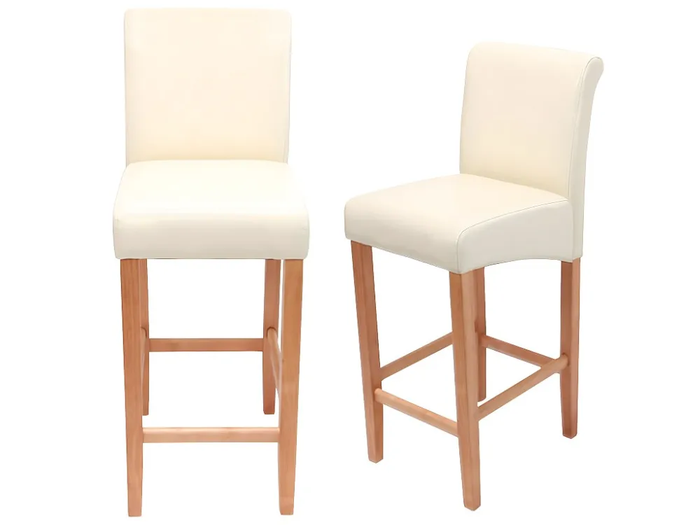 MCW-C33 barkruk (set van 2), crème, lichte poten, leer