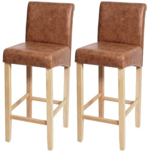 MCW-C33 barkruk (set van 2), imitatie suède, lichte poten, stof/textiel