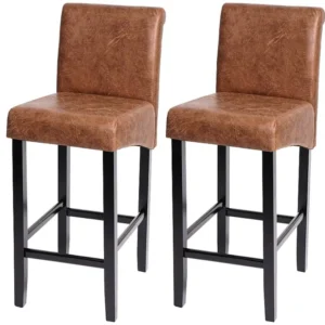 MCW-C33 barkruk (set van 2), imitatiesuède, donkere poten, stof/textiel