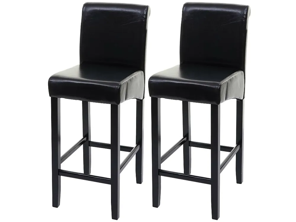 MCW-C33 barkruk (set van 2), zwart, donkere poten, leer