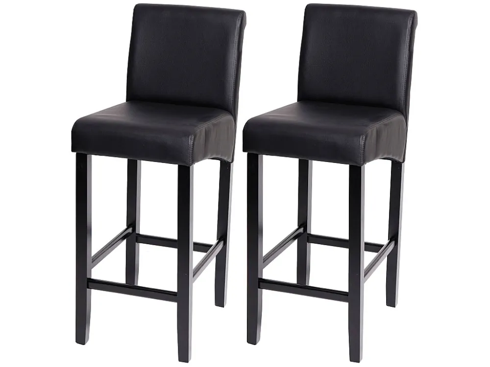 MCW-C33 barkruk (set van 2), zwart mat, donkere poten, kunstleer