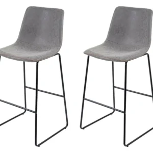 MCW-E54 barkruk (set van 2), imitatie suède grijs