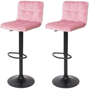 MCW-G87 barkruk (set van 2), fluweel roze, onderstel zwart