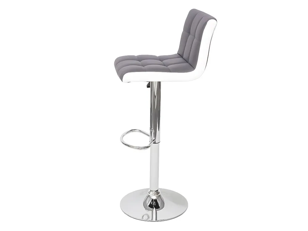 MCW-G87 barkruk (set van 2), kunstleer grijs-wit, voet chroom