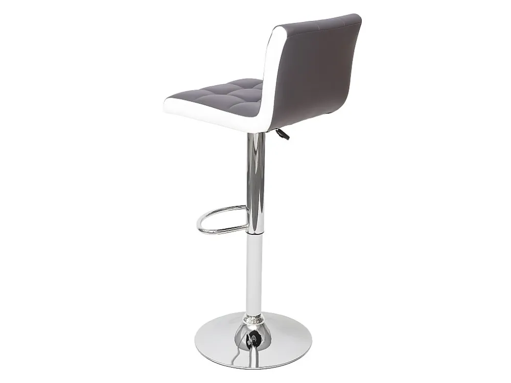 MCW-G87 barkruk (set van 2), kunstleer grijs-wit, voet chroom