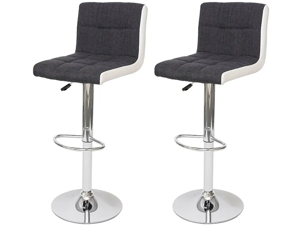 MCW-G87 barkruk (set van 2), stof/textiel donkergrijs + kunstleer wit, voet chroom