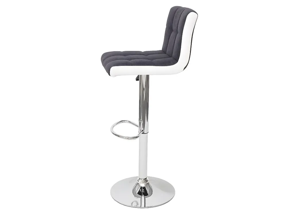 MCW-G87 barkruk (set van 2), stof/textiel donkergrijs + kunstleer wit, voet chroom