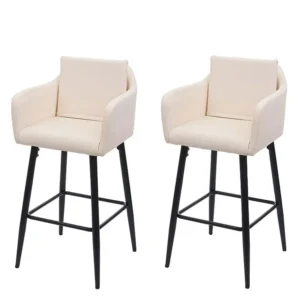 MCW-H93 barkruk (set van 2), kunstleer crème-beige