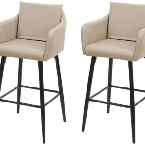 MCW-H93 barkruk (set van 2), kunstleer taupe-beige
