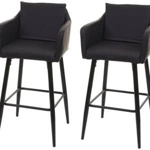 MCW-H93 barkruk (set van 2), kunstleer zwart