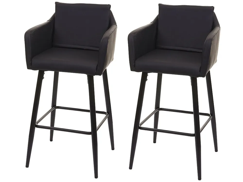 MCW-H93 barkruk (set van 2), kunstleer zwart