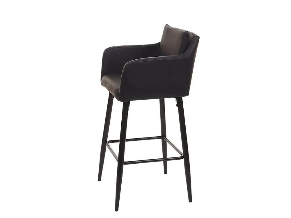 MCW-H93 barkruk (set van 2), kunstleer zwart